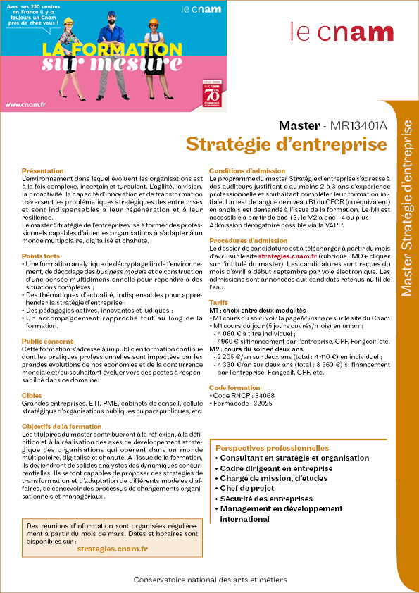 Master Stratégie d'entreprise